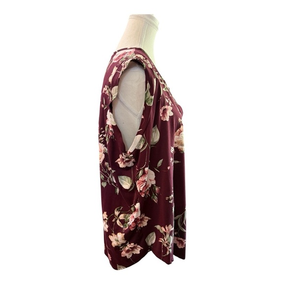 PaperMoon Trucker Split Neck Knit Top 2X Floral Stitch Fix - Picture 4 of 6